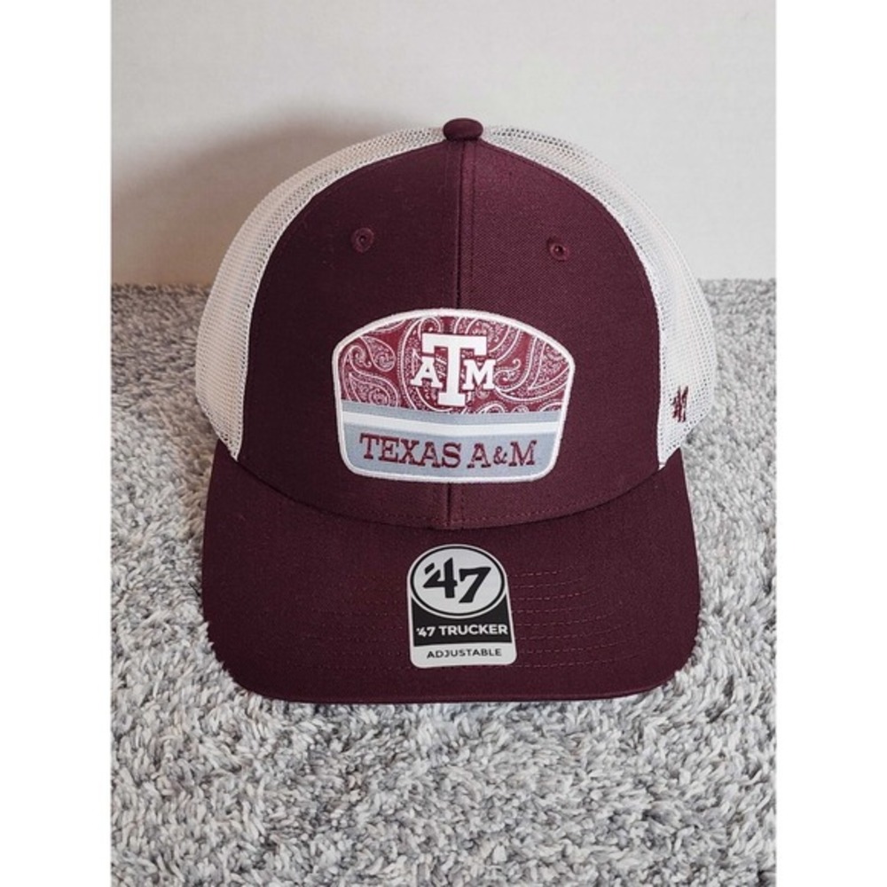 '47 Brand Texas A&M Aggies Trucker Adjustable Meshback Hat Cap Maroon White NEW
